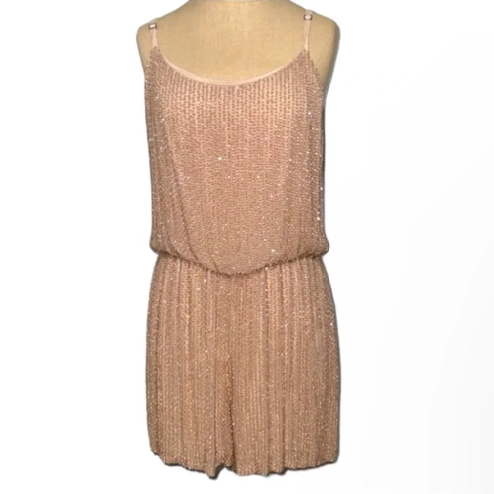 Authentic Alice + Olivia beaded one piece shorts designer jumpsuit romper sz 12